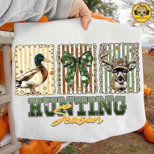 Discover Hunting Season Camo Bow Sweatshirt, Deer & Duck Hunting Sweatshirt