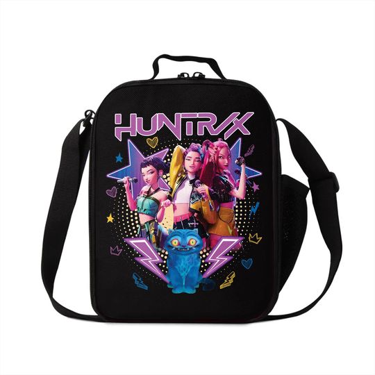Kpop Demon Hunter Lunch Bag, Y2K Huntrix Lunch Bag, Trendy Insulated Food Container Official Inspired Fan Merch, Rumi Mira Zoey Fans