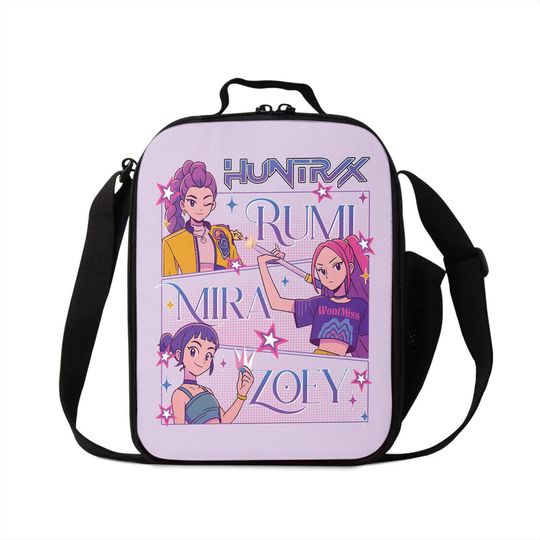 Discover Kpop Demon Hunter HUNTRIX Girls Lunch Bag with Stylish Graphic, Kpop Idol Group Lunch Bag, Mira Rumi Zoey Lunch Bag, Gift for K-pop Fans