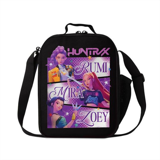 KPDH Back to School Lunch Bag, Huntrix Trio Design with Rumi, Mira & Zoey, Girls Kids Lunch Bag