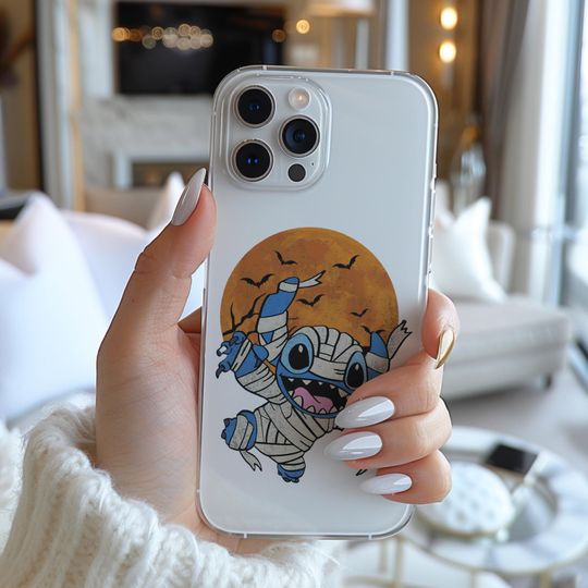 Disney Happy Stitch Halloween Poster Mummy Cosplay Funny Famous Cartoon Character Figure Phone Case
