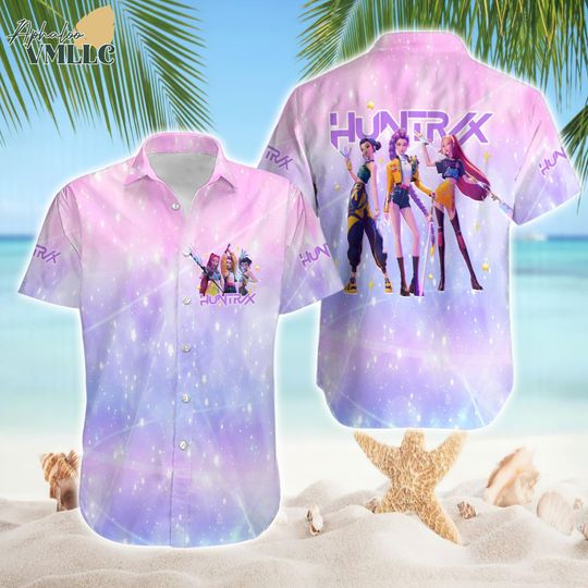 Kpop Demon Hunters Hawaiian Shirt, Huntrix Kpop Movie Shirt, Kpop Demon Hunters, Demon Hunters Button Tee