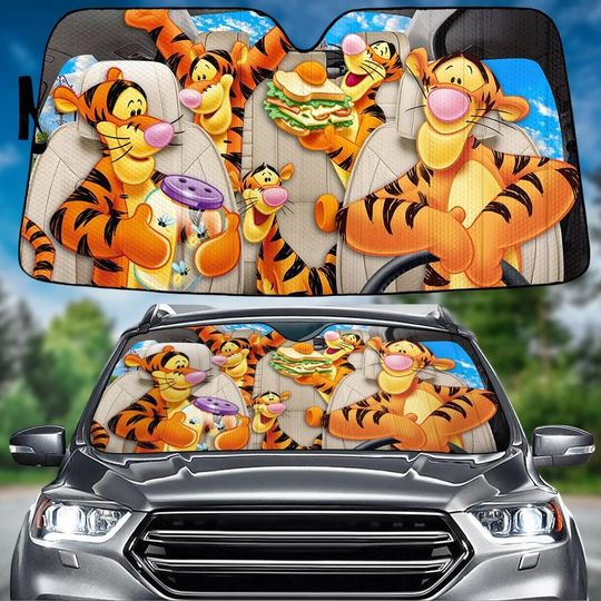 Disney Tigger Car Sunshade, Funny Tigger Driving Car Windshield