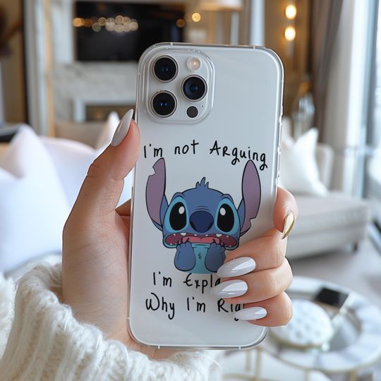 Discover Disney Stitch I'm Not Arguing Baby Stitch Poster Sad Funny Famous Cartoon Character Figure Phone Case