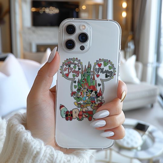 Disneyland Mickey Face Silhouette Very Merry Christmas Cosplay Funny Famous Cartoon Character Figure Phone Case