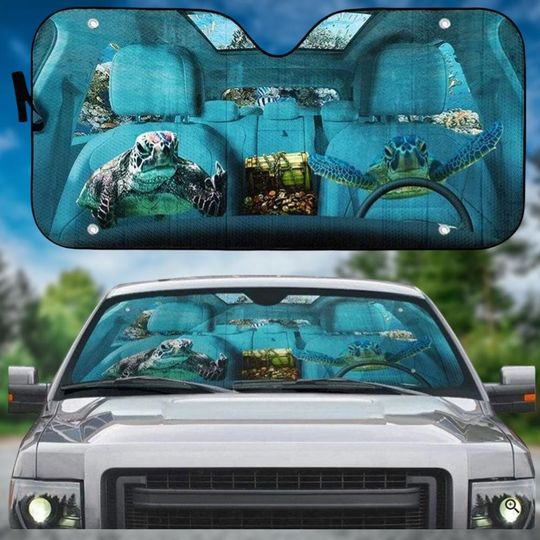 Discover Turtle Car Sunshade, Turtle Auto Sunshade, Ocean Beach Car Windshield Cover