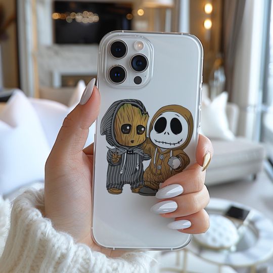 Groot And Jack Skellington Cosplay Funny Famous Character Figure  Phone Case