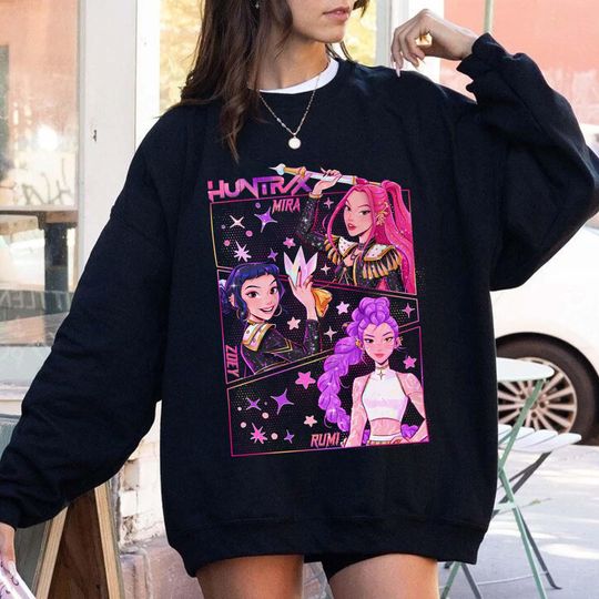 Discover Kpop Demon Hunters Sweatshirt, Gift for Woman, Jinu Manga, Kpop Huntrix PIN, Demon Hunter Merch, Saja Girls Fan, Kpop Hoodie, Halloween Gift