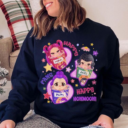 Huntrix Ramyeon Kpop Hunter Sweatshirt, Demon Hunter, Huntrix Noodle Mira Rumi Joey Chibi, Halloween Sweatshirt, Happy Honmoon