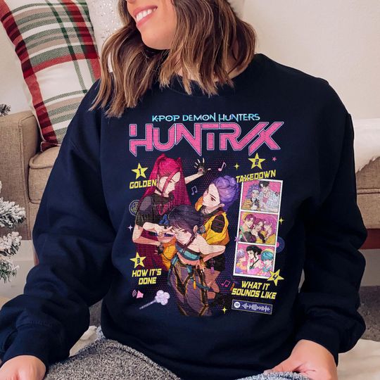 Kpop Demon Hunters Sweatshirt, Huntrix Girls, Mira Rumi Joey Sweater, Back to School, Kpop Fan Gift, Cute Birthday Gift
