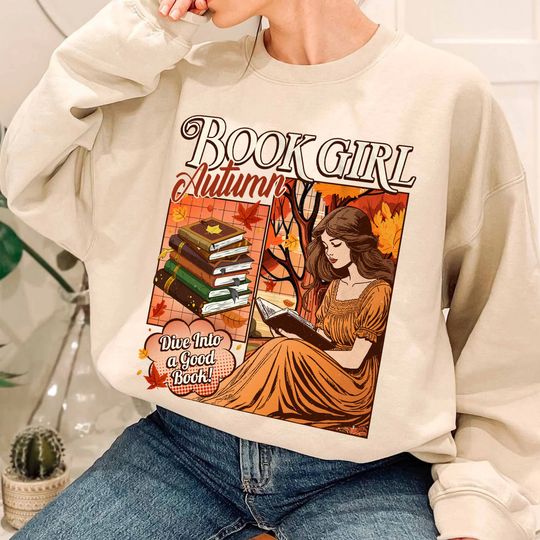 Book Girl Autumn Sweatshirt, Bookworm Sweatshirt, Booktrovert, Bookish, Book Club, Book Lover, Book Crewneck, Fall Book