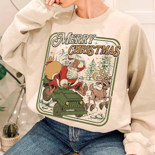 Discover Merry Christmas Sweatshirt, Retro Santa Claus Hoodie, Christmas Tree Sweatshirt, Classic Christmas Hoodie,Cute Christmas Gifts,Holiday Gifts