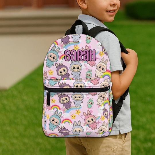 Discover Personalized Anime Character Backpack for Girls, Custom Labubu Lunch Bag, Back to School Gift