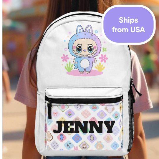 Discover Personalized Labubu Backpack, White School Bag, Back to School Gift for Girls