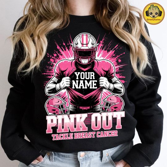 Pink Breast Cancer Football Sweatshirt, Pink Ribbon Fight Cancer Shirt, American Football