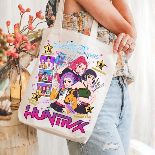 Kpop Demon Hunters Tote Bag, Kpop Demon Hunters Tote Bag Bag, Huntrix Girls Bag, Mira Rumi Joey Bag, Demon Hunter, Gift For Kpop Fan
