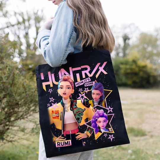 Huntrix Rumi KPop Demon Hunters Tote Bag, Kpop Demon Hunters Tote Bag Bag, Huntrix Girls Bag, Demon Hunter Tote Bag, Gift For Kpop Fan