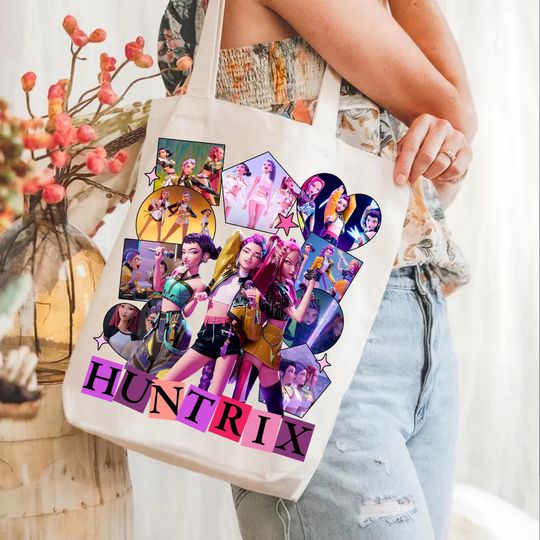 Huntrix Kpop Demon Hunter Tote Bag, Kpop Demon Hunters Tote Bag Bag, Huntrix Girls Bag, Mira Rumi Joey Bag, Demon Hunter, Gift For Kpop Fan