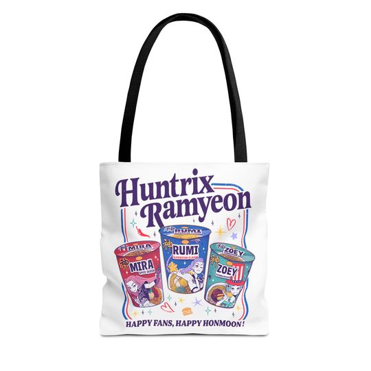 Huntrix Tote Bag, Kpop Demon Hunters Tote bag - Huntrix Ramyeon Design, Cute Daily Use, Gift for Fans, Festival Accessories