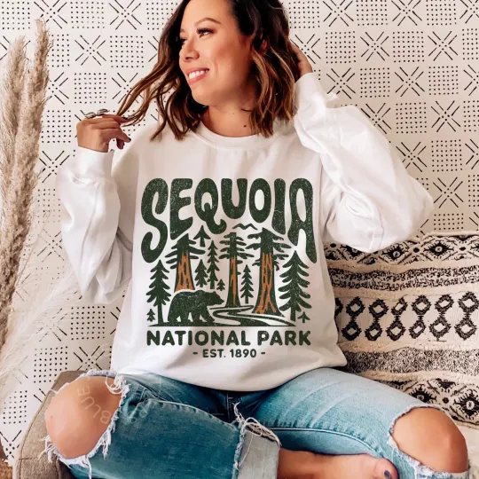 Discover Sequoia National Park Sweatshirt Vintage Distressed Graphic Crewneck Pullover
