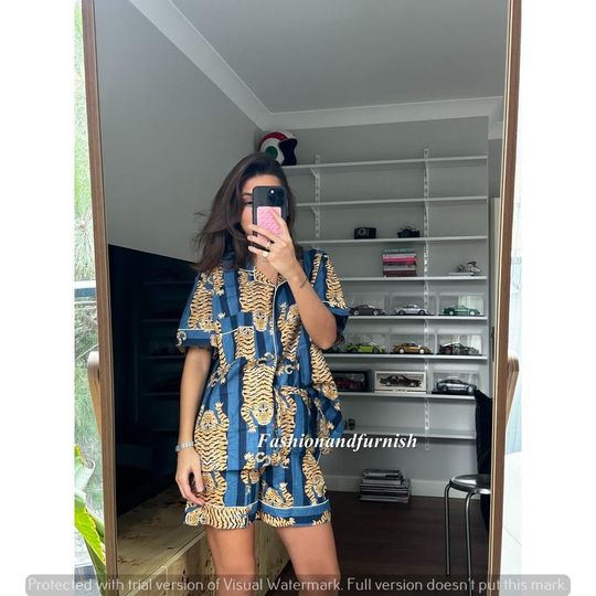 Indian  Short Pajama Set: Jungle Print Lightweight Sleepwear