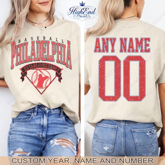 Discover Customized Philadelphia  shirt,  baseball Tee, Funny Baseball t-shirt, Philadelphia baseball Tee, Custom baseball mom, Baseball Gift tee