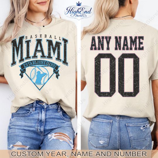 Customized Miami  shirt,  baseball Tee, Funny Baseball t-shirt, Miami baseball Tee, Custom baseball mom, Baseball Gift tee