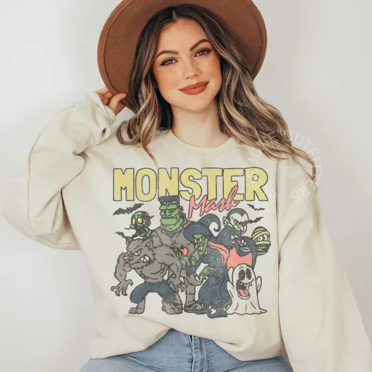 Monster Mash Sweatshirt | Retro Halloween Crewneck | Vintage Spooky Sweatshirt