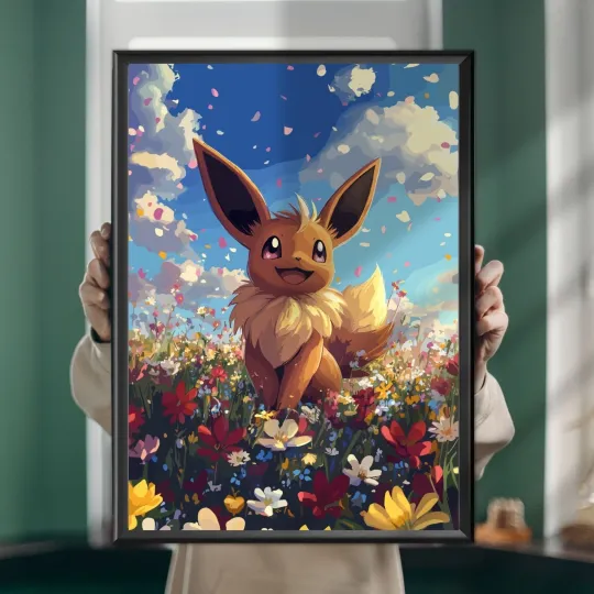 Eevee Poket mons Poster – Anime Art Style, Vertical Premium Matte Print