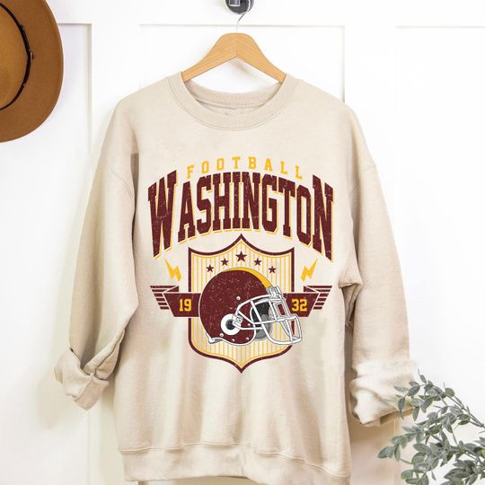 Discover Vintage Washington Football Sweatshirt, Washington Crewneck Sweatshirt, Game Day Shirt, Washington Football Shirt, Sunday Football Shirt