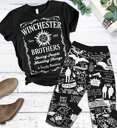 Winchester Brothers Pajamas Set, Winchester Brothers Tee, Winchester Brothers Pajamas Pants, Supernatural T-Shirt And Pants, Movie Gift