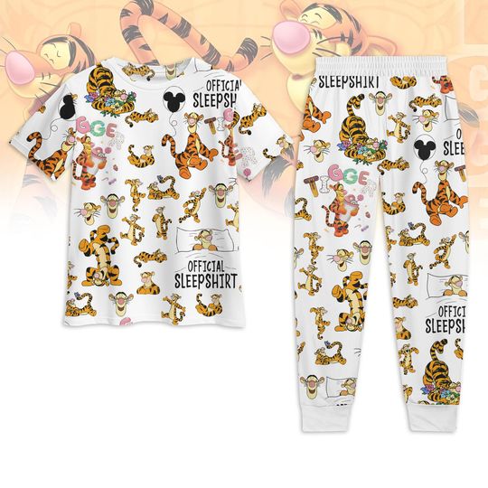 Tigger Pajamas Set, Winnie The Pooh Shirt, Disney Trip Shirt, Magic Kingdom Holiday Pajamas, Funny Pjs, Pajamas For Party, Gift For Fan