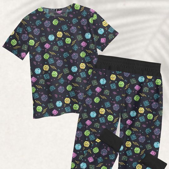 Dnd Tshirt And Pant Pajamas Set, Dice Womens Pajamas, Dungeon Master Shirt, Roleplaying Game Tee, Holiday Matching Pjs, Gift For Gamer