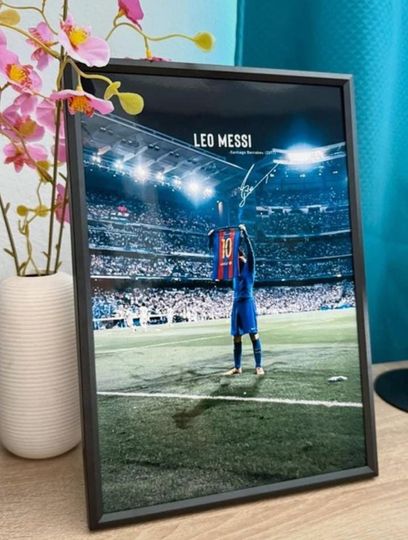 Leo Messi Bernabe 2017 Iconic Moment Poster FC Barcelona Wall Decor Framed Vertical Premium Matte