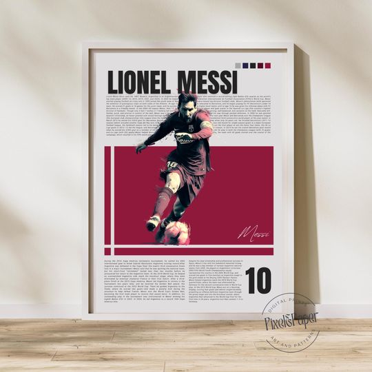 Discover Lionel Messi Poster  Argentina Soccer Legend Wall Art | Football Player Print | Gift for Messi Fans | Sports Room Decor