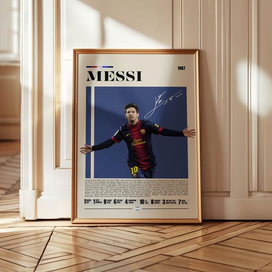 Lionel Messi Poster Argentina Soccer Wall Art Vertical Poster Teenage Bedroom Decor