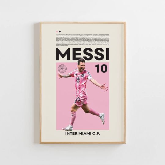 Lionel Messi Poster, Inter Miami Print, Argentine Footballer, Premium Matte Vertical Poster