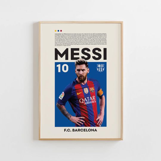 Lionel Messi Poster, Barcelona Poster, Argentine Footballer Print, Premium Matte Vertical Poster