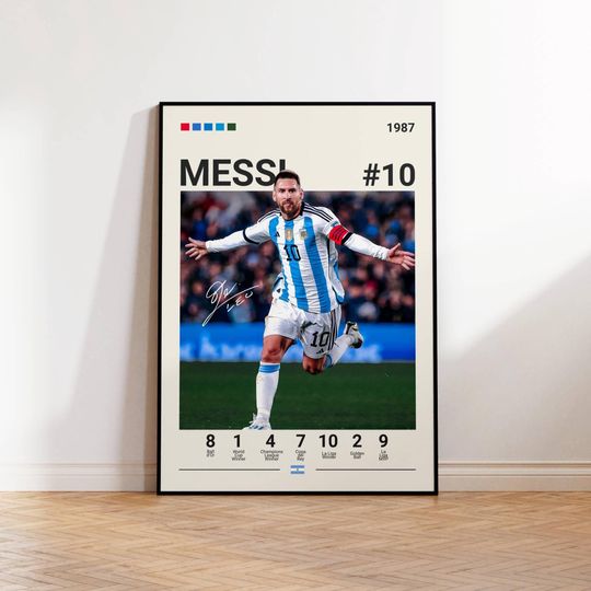 Lionel Messi Poster Argentina Soccer Wall Art Vertical Poster Sports Bedroom Decor