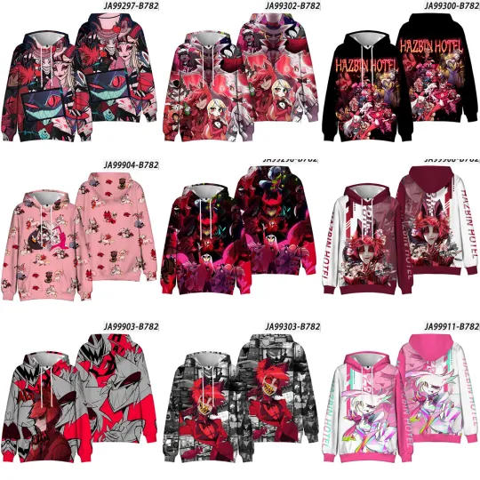 Discover Hazbin Hotel Alastor Angel Dust 3D Hoodies Vaggie Charlie Sweatshirts Jackets