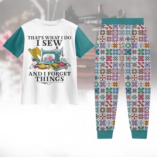 Discover Funny Sewing Lover Shirt Pants Set, Things I Do In My Spare Time Sewing Machine Pajama Set, Sewing Hobby Costume Sleepwear For Women