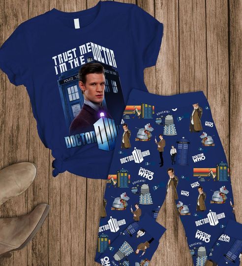 Doctor Who Pajamas Set, Dr Who Pajamas Pants, Doctor Who T-Shirt And Pants, Trust Me I'm The Doctor Shirt, Funny Dr Who Women Pajamas