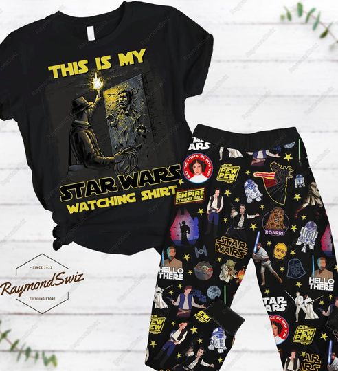 Halloween Star Wars Pajamas Set, Star Wars T-Shirt And Pants Pjs, This Is My Star Wars Watching Tee, Starwars Pajamas Pants, Set Of Pajamas