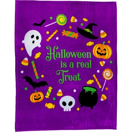 Discover Halloween Is A Real Treat Throw Blanket