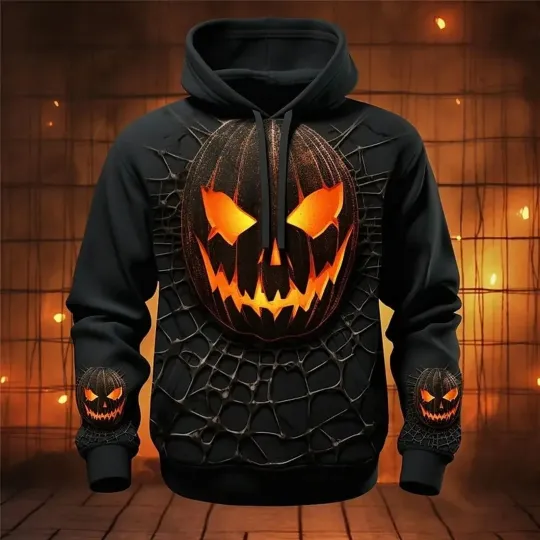 Discover Halloween Pumpkin Terror Ghost Graphic Men's Hoodie Casual 3D Printing S-5XL