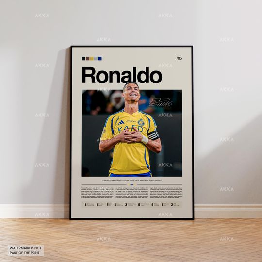 Cristiano Ronaldo Poster, Ronaldo Al Nassr Wall Art, Framed Ronaldo Print, Al Nassr Ronaldo Decor, Ronaldo Fan Gift Idea, Sport Poster