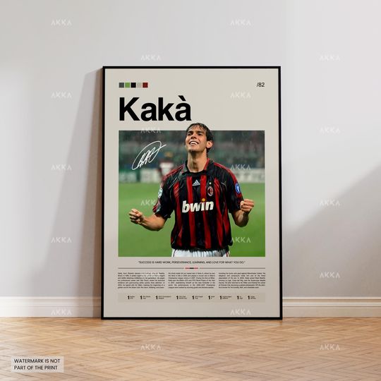 Kaka Poster, Kaka AC Milan Wall Art, Framed Kaka Milan Print, Kaka Fan Gift Idea, Kaka Wall Decor, Soccer Poster