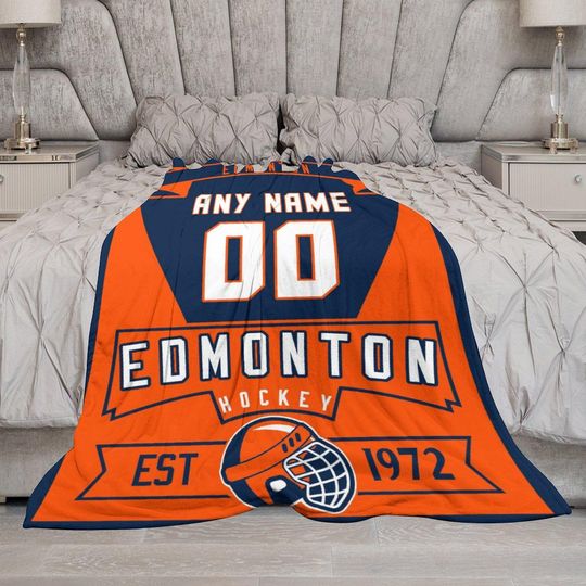 Discover Custom Edmonton Hockey Blanket - Personalized Flannel Throw Blanket for Boys, Girls, Teen  Adults - Unique Sports Gift for Hockey Fans