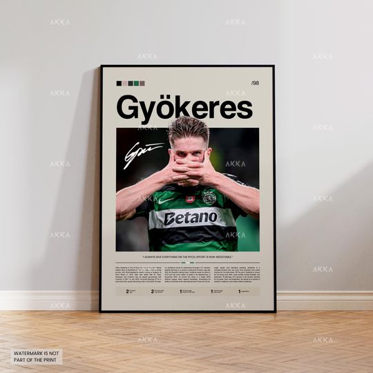 Discover Viktor Gykeres Poster, Gyokeres Sporting CP Wall Art, Framed Gyokeres Print, Sporting CP Fan Gift Idea, Football Wall Decor, Soccer Poster