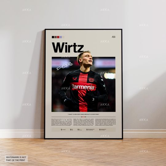 Discover Florian Wirtz Poster, Wirtz Bayer Leverkusen Wall Art, Framed Wirtz Bayer Football Print, Leverkusen Fan Gift Idea, Football Wall Decor